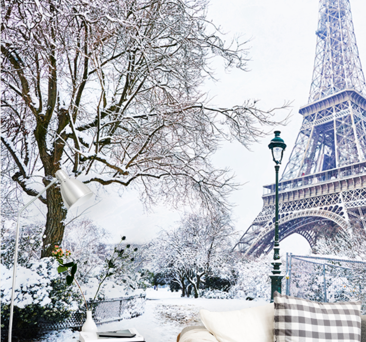 Mural de parede paris torre eiffel na neve - TenStickers