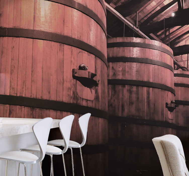 Mural de parede pedra armazenamento de barril de madeira - TenStickers