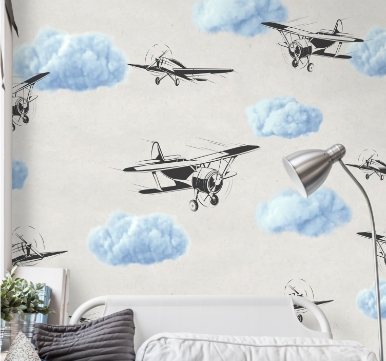 Mural de parede veículos aviões vintage voadores - TenStickers