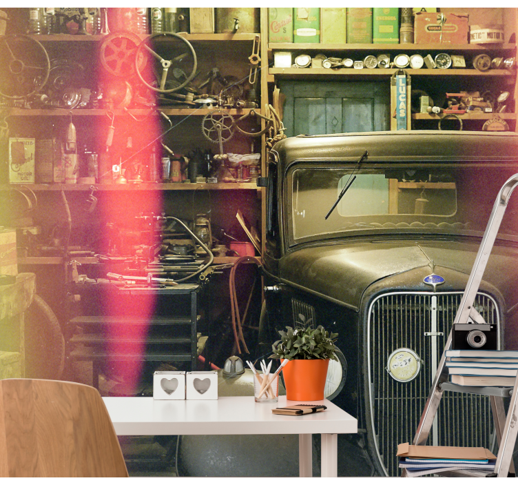Mural de parede veículos exposição de automóveis vintage - TenStickers