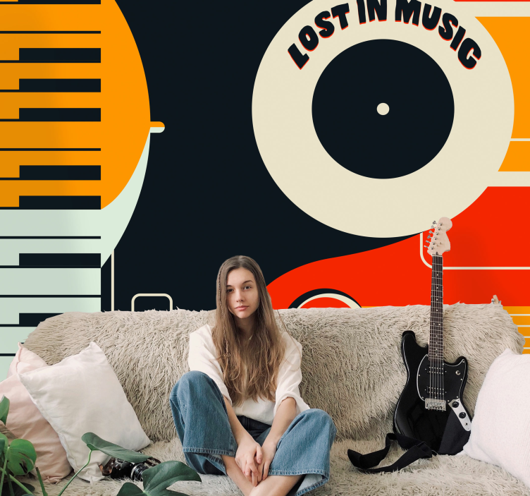 Perdido em frases musicais notas musicais fotomural de p - TenStickers