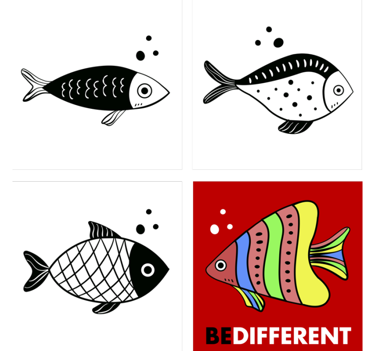 Bases para copos de peixes Contrafluxo - TenStickers
