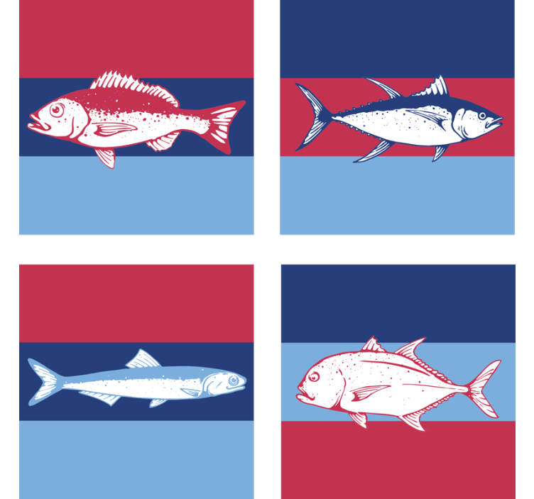 Bases para copos de peixes Mão desenhar peixes - TenStickers