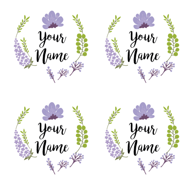Bases para copos personalizáveis com design floral - TenStickers