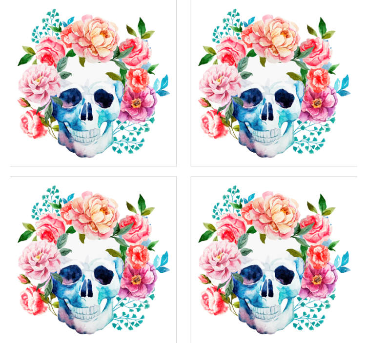 Bases para copos com motivo de caveira floral - TenStickers