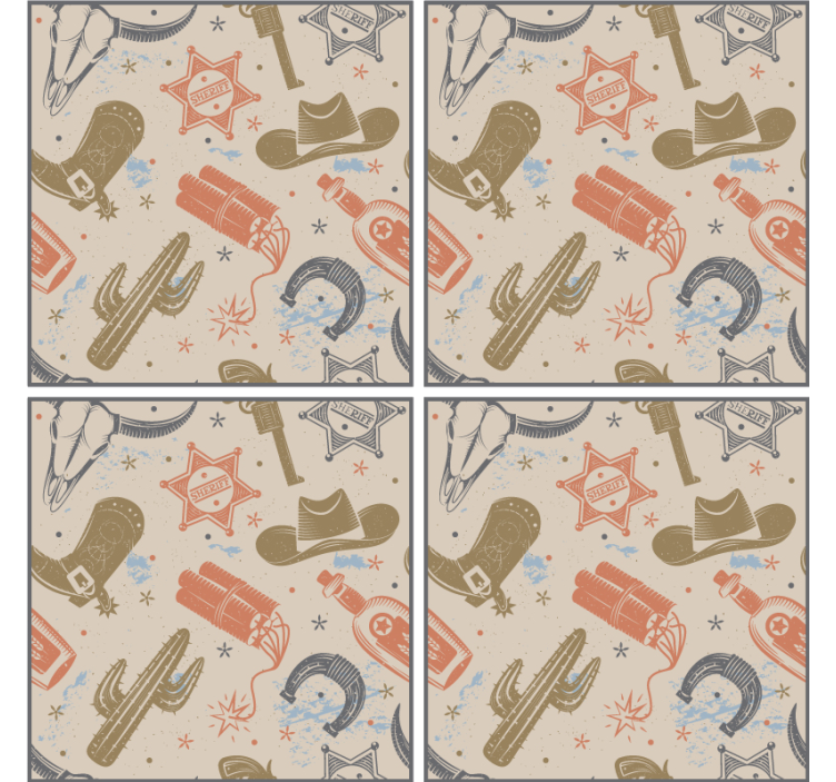 padrão dos elementos do vaqueiro base para copos de arenito - TenStickers