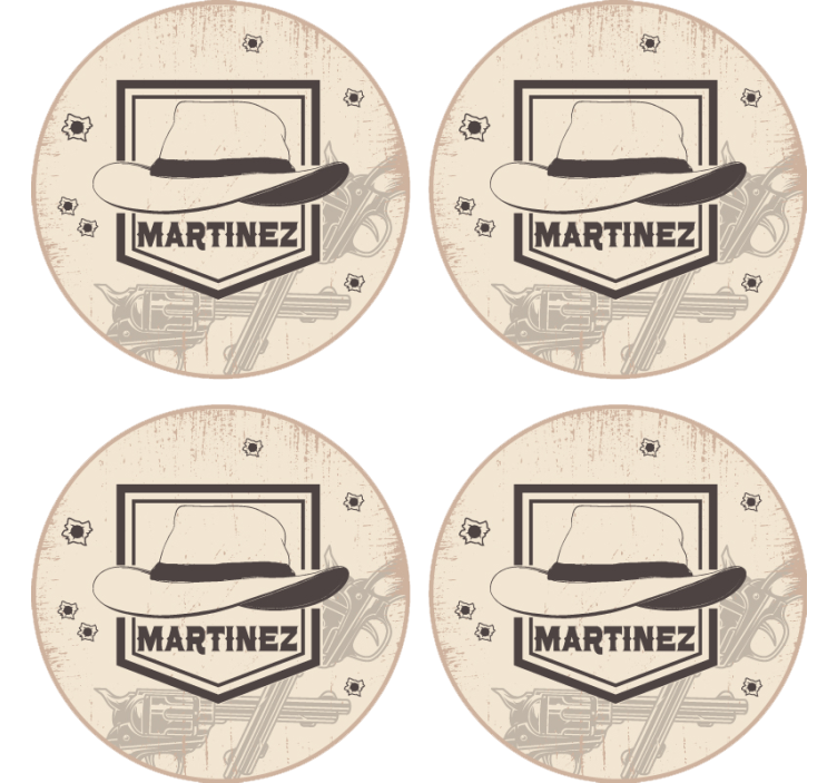 Bases para copos chapéu de cowboy e armas - TenStickers
