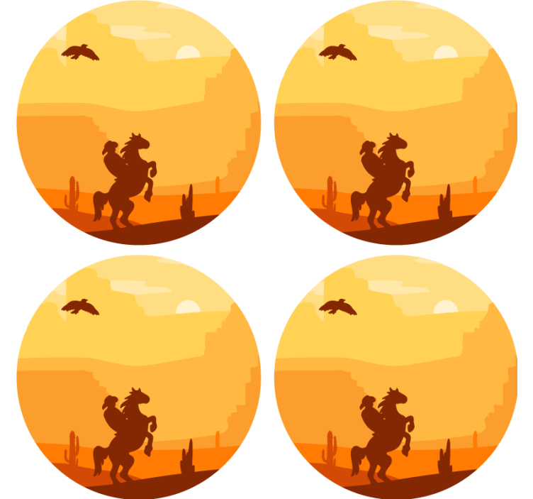 Bases para copos cena do deserto do pôr do sol - TenStickers