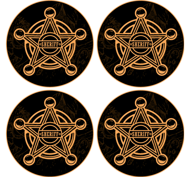 Bases para copos cerveja emblema de estrela de xerife - TenStickers