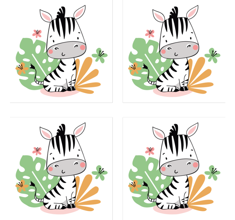 Bases para copos de zebra Linda zebra para crianças - TenStickers