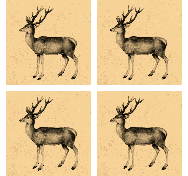 Bases para copos cerveja ilustração de veado vintage - TenStickers