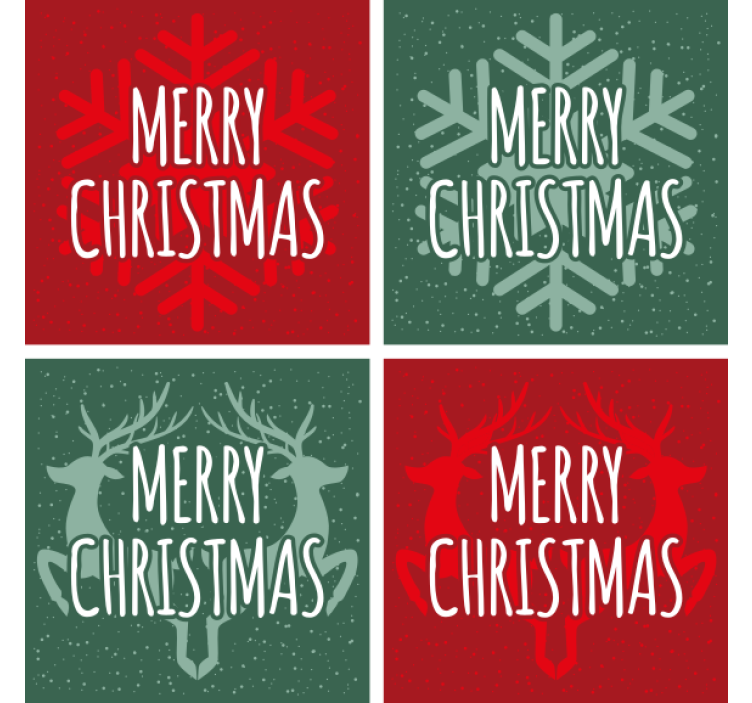 Bases para copos de natal Texto vermelho e verde - TenStickers