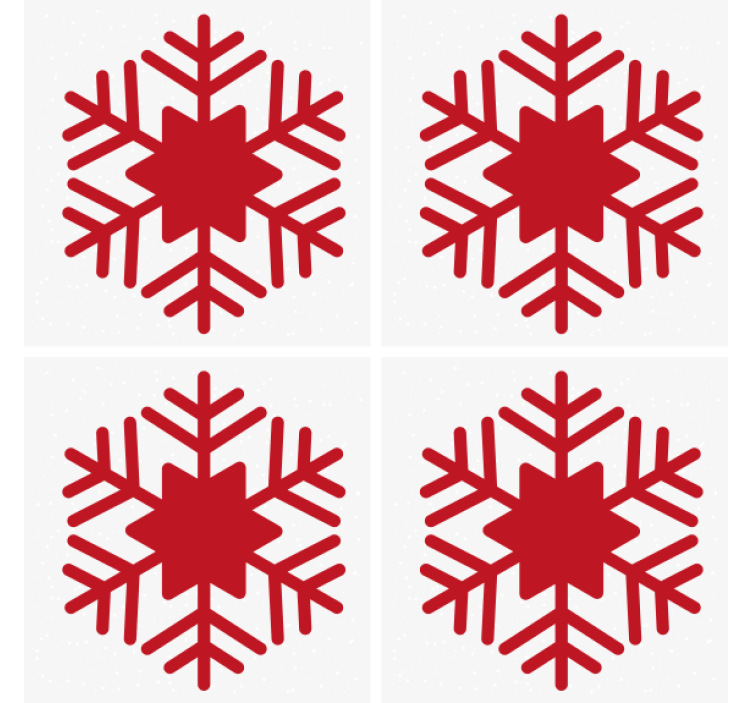 Bases para copos de natal Floco de neve vermelho - TenStickers
