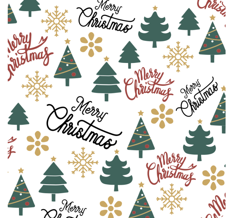 Bases para copos de natal Texto de férias com árvores - TenStickers