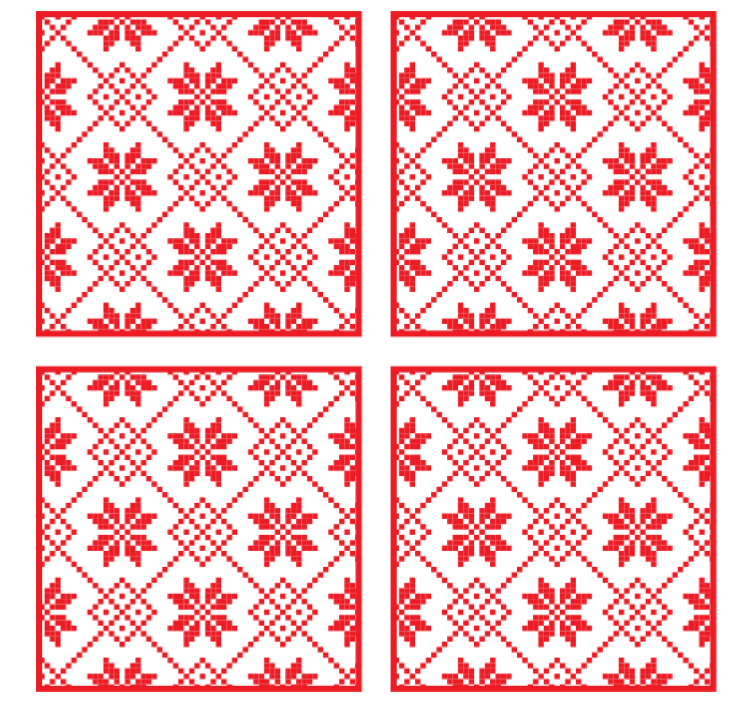 Bases para copos de natal com padrão floral vermelho - TenStickers