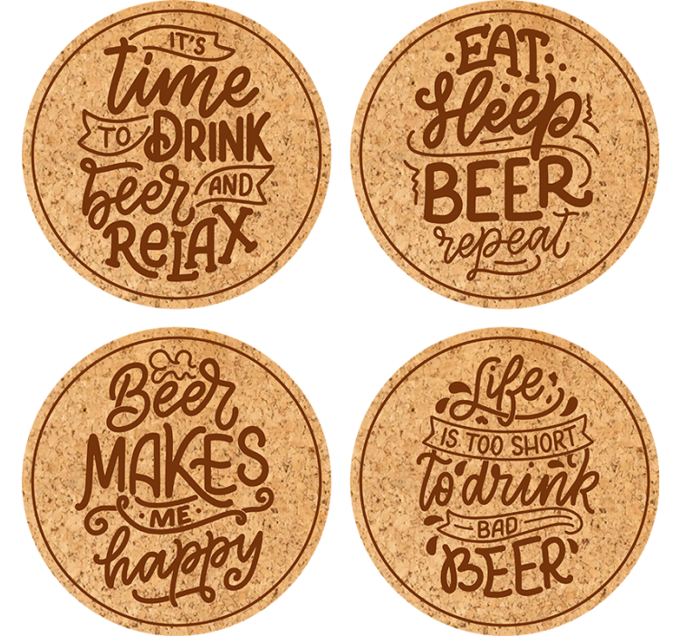 Bases para copos com frases Textos de cerveja diferentes - TenStickers