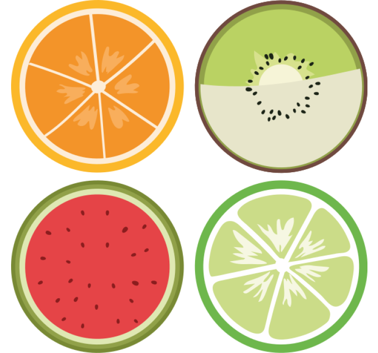 Bases para copos modernas Frutas diferentes - TenStickers