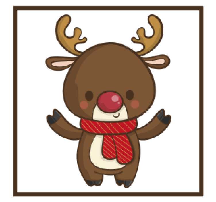 Bases para copos de natal Rena fofa - TenStickers