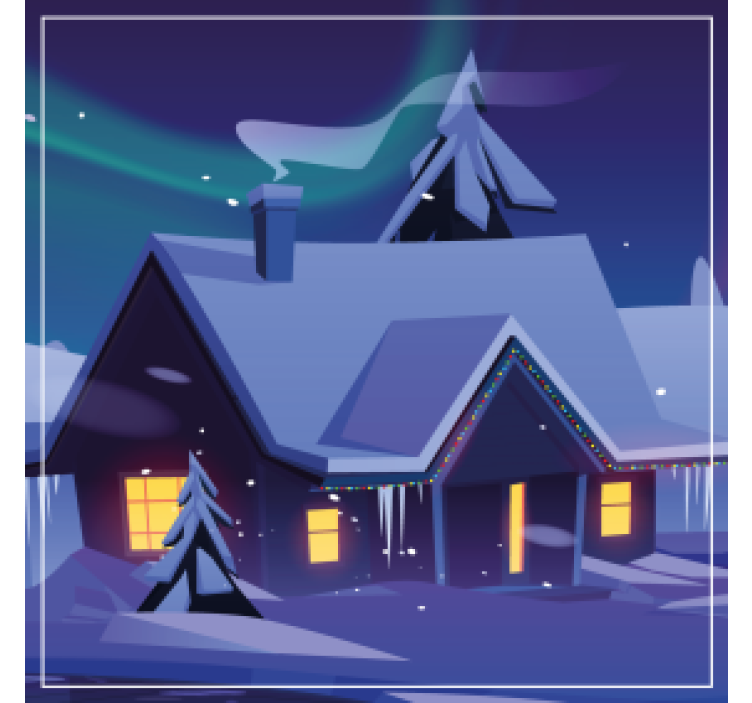 Bases para copos de natal cabana neve com luzes - TenStickers