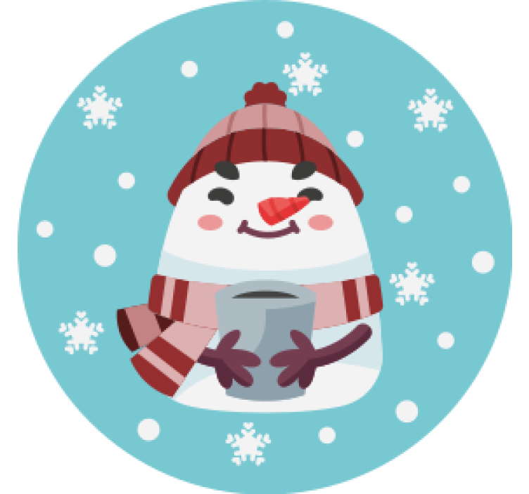 Bases para copos de natal boneco de neve com caneca - TenStickers