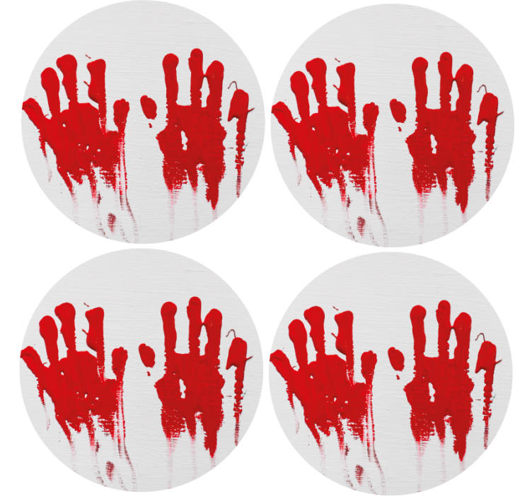 base para copos de halloween com impressões de mãos sangrentas - TenStickers