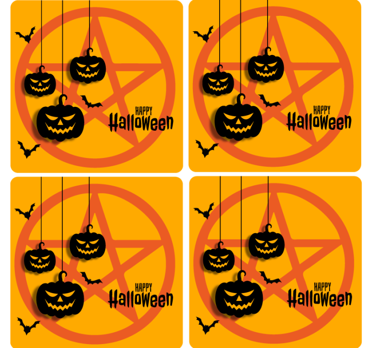 Base para copo Halloween motivo de abóbora assustador - TenStickers