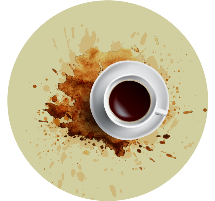 Bases para copos modernas Conceito de café em fundo branco - TenStickers