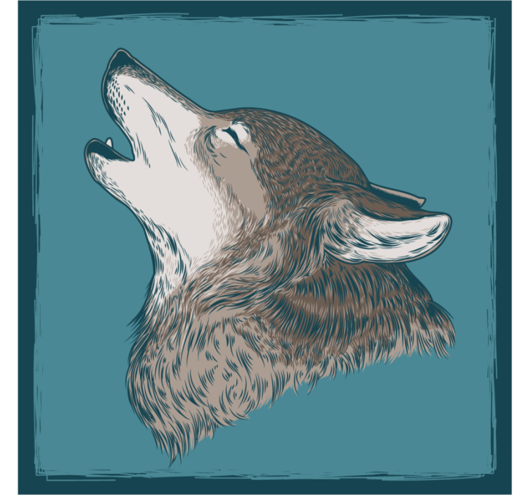 Bases para copos modernas Ilustração de lobo selvagem - TenStickers