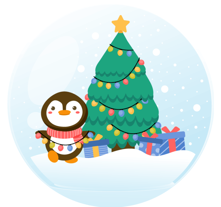 Bases para copos de natal Pinguins e árvore de natal - TenStickers