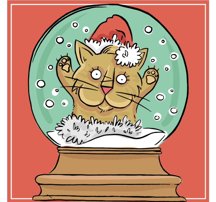 Bases para copos de natal globo de neve de gato festivo - TenStickers