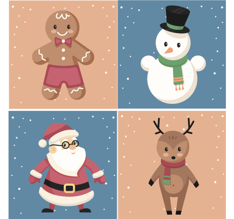 Bases para copos de natal Personagens de férias - TenStickers