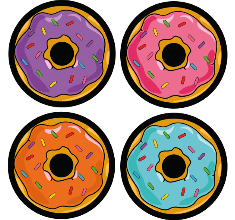 Bases para copos modernas Rosquinhas coloridas - TenStickers