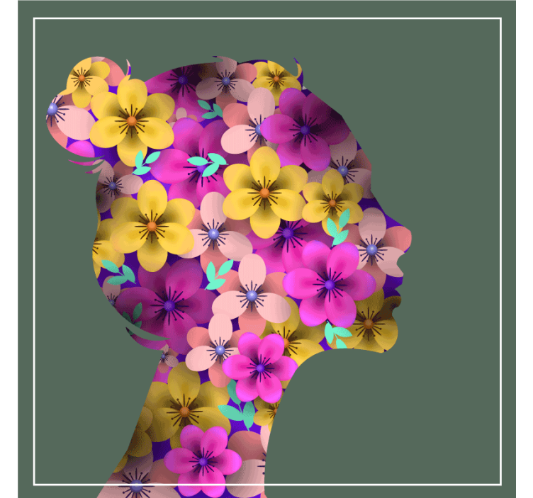 Bases para copos modernas Silhueta de mulher com flores - TenStickers