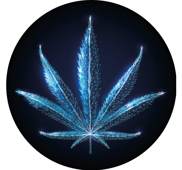 Bases para copos modernas Planta de maconha azul circular - TenStickers