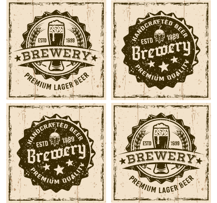 Bases para copos cerveja design de emblema vintage - TenStickers