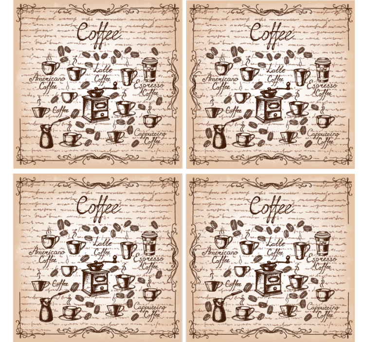 Bases para copos personalizáveis ilustração de tipos de café - TenStickers