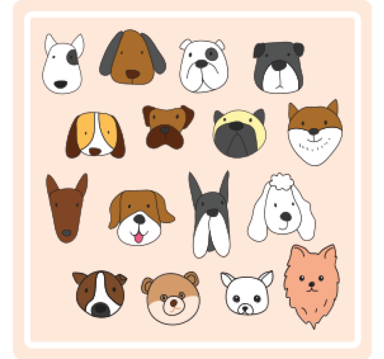 Bases para copos modernas Raças de cães de desenho animado - TenStickers