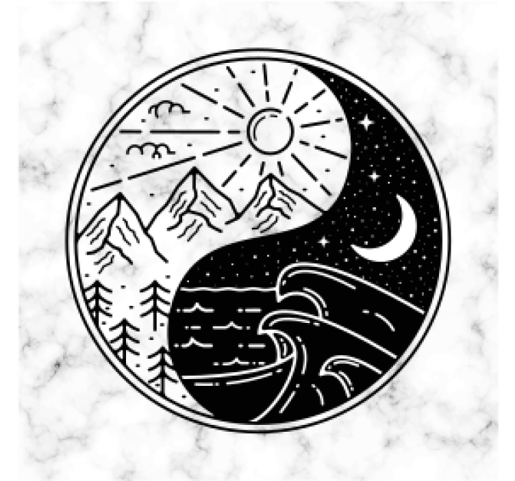 Bases para copos modernas Ying yang em mármore - TenStickers