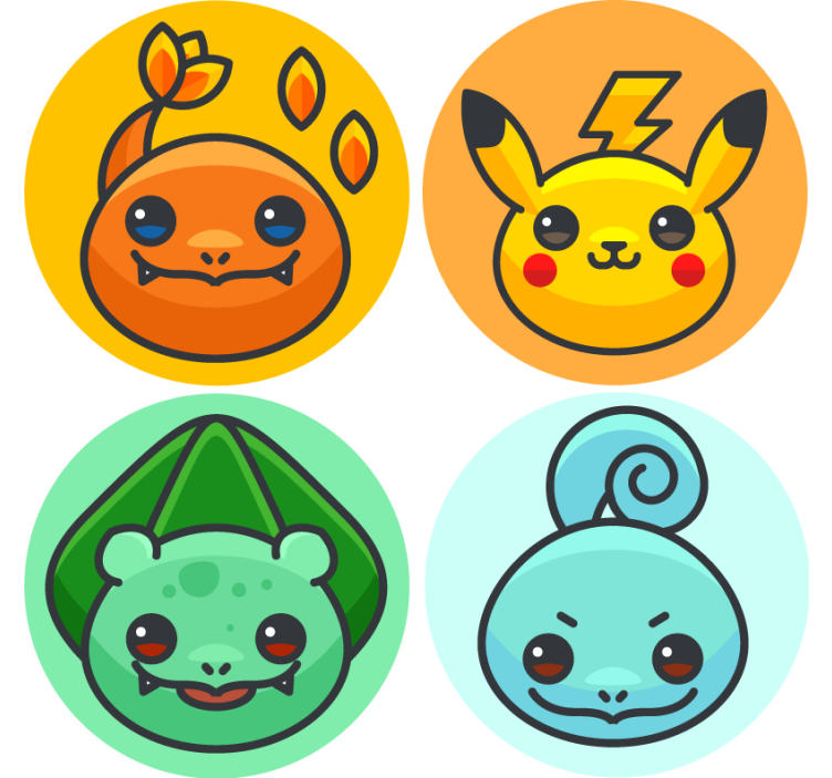 Personagens pokémon mais bases para copos - TenStickers