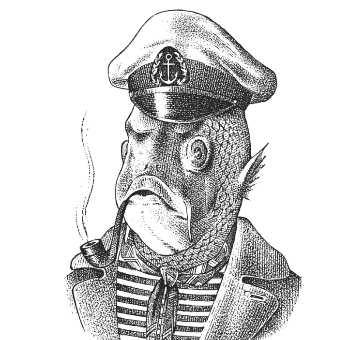 Bases para copos modernas Cabeça de homem com um peixe - TenStickers