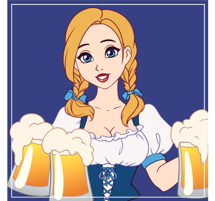Bases para copos cerveja ilustração de bartender alegre - TenStickers