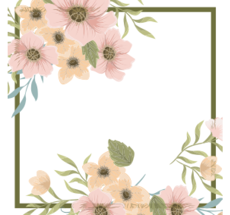 Bases para copos modernas com moldura floral - TenStickers
