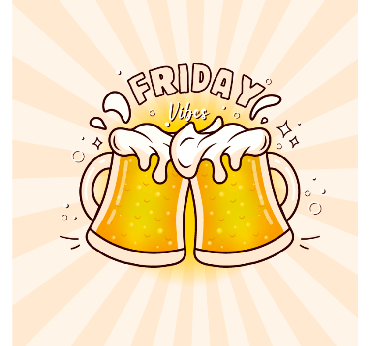 Bases para copos cerveja brindando à diversão de sexta-feira - TenStickers