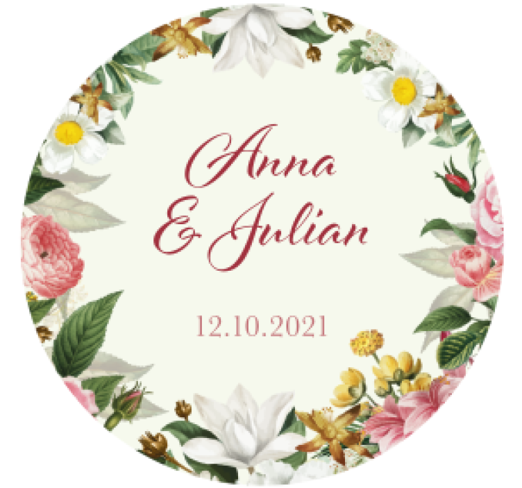 Bases para copos casamentos florais personalizados - TenStickers