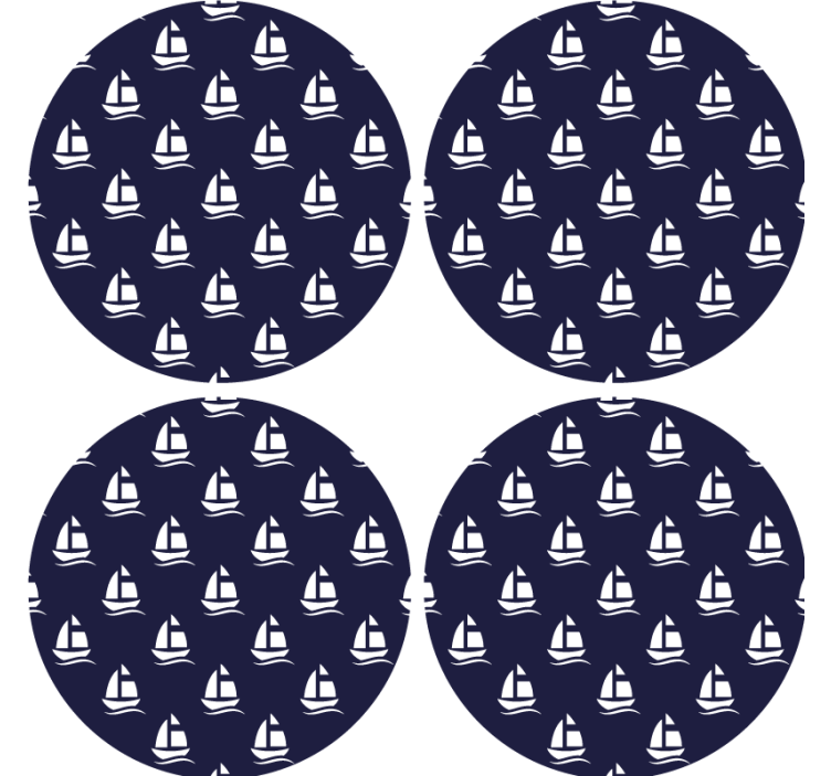 Bases para copos modernas Padrão náutico azul marinho - TenStickers