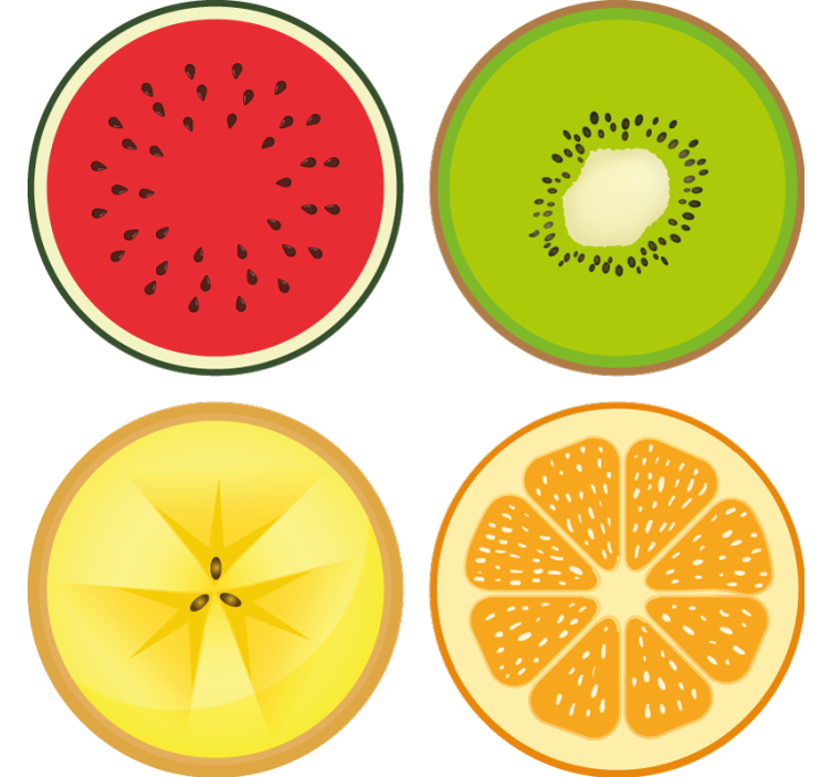 Bases para copos modernas Fatias de conjunto de frutas tropicais - TenStickers