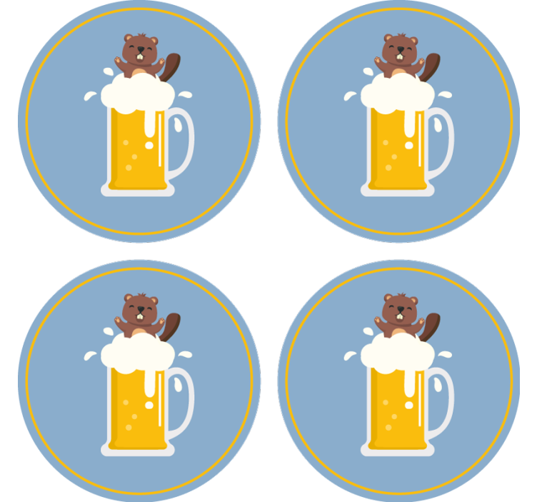 Bases para copos de cerveja Castor de desenho animado - TenStickers