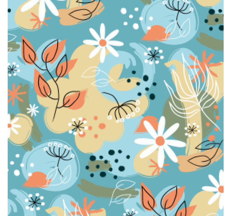 Bases para copos vintage Fundo floral plano abstrato - TenStickers