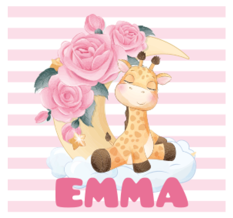 Bases para copos personalizáveis girafa com crescente floral - TenStickers