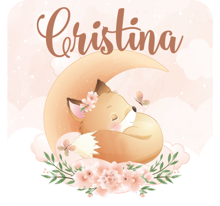 Bases para copos personalizáveis raposa dormindo com flores - TenStickers